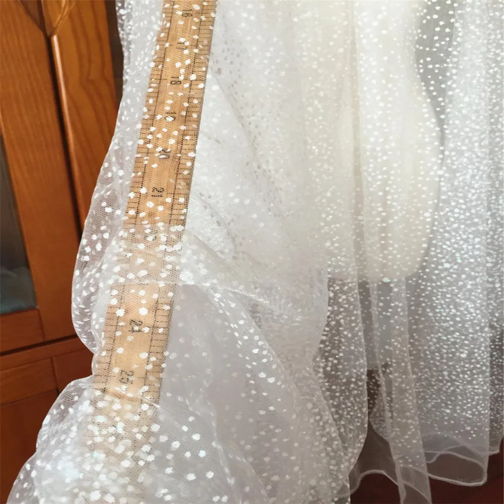Тюль кружевной в горошек 5 ярдов/партия мягкий белый с блестками свадебная вуаль