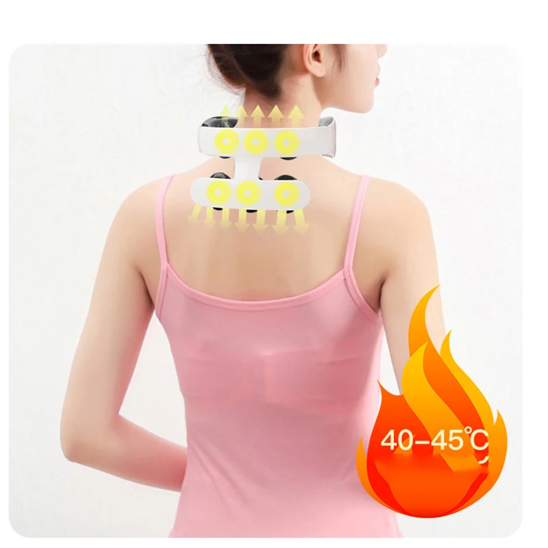 

2Pc/set 6 Head Neck Massager Electric Heating Cervical Pulse Massage Hot Compress Smart Neck Massager Home Relaxation Gift