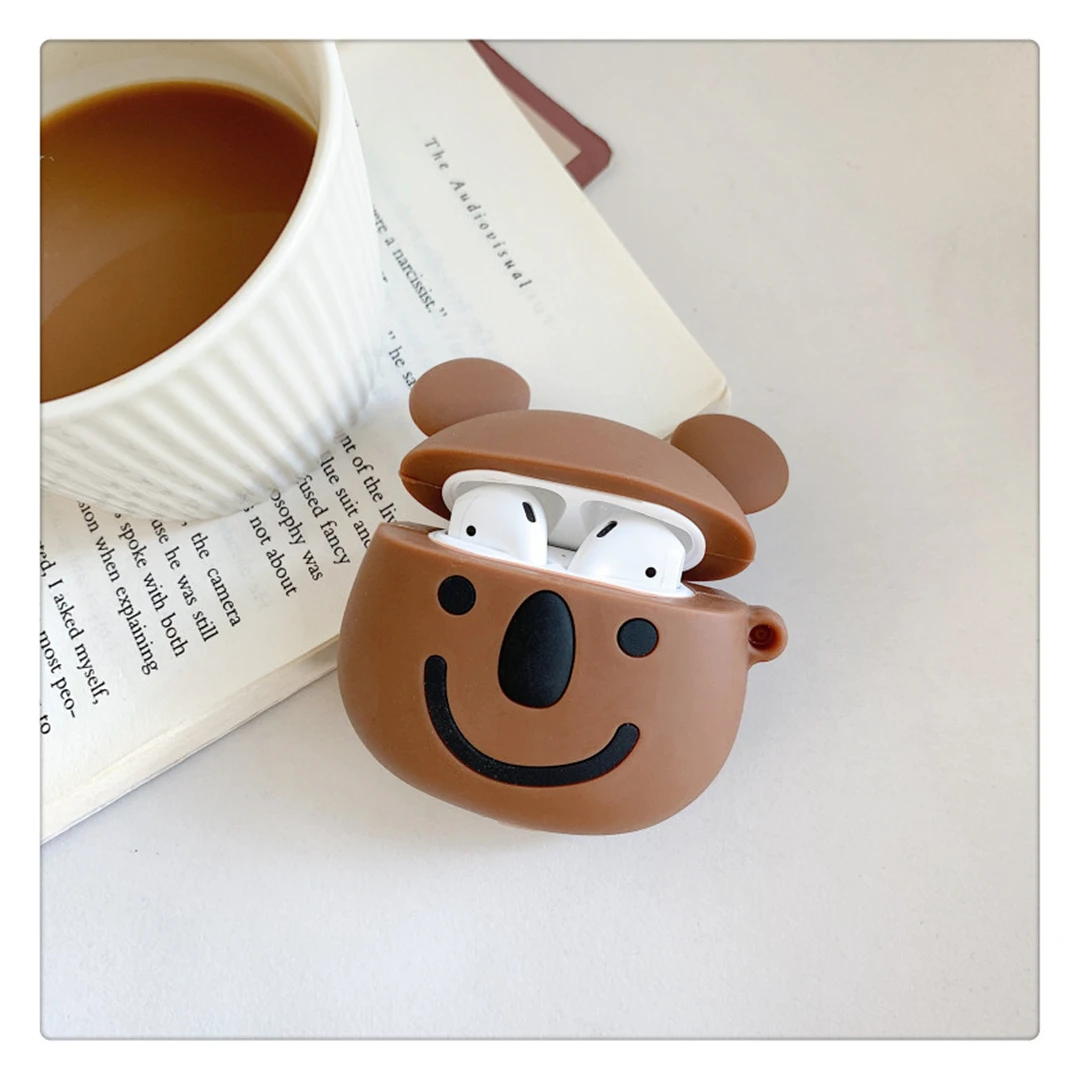 Забавный 3D радужный медведь любовь Сердце Медведь Bluetooth беспроводная гарнитура Набор силиконовый чехол для гарнитура для airpods защитный чехол против падения