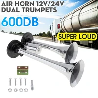 dual trumpet electric horn loud chrome air horn speaker kit 12 24v universal
