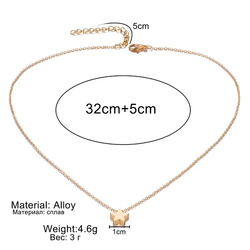 Fashion Choker Chain Necklace Women Simple Gold Silver Star Pendant Charm Jewelry Collares Mujer | Украшения и аксессуары