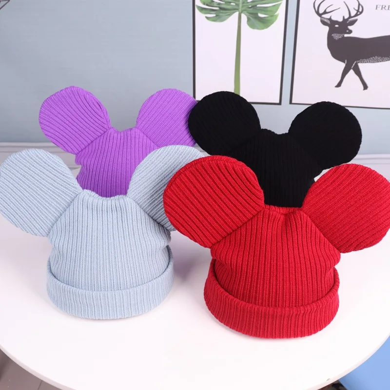 Детские шапки новинка 2020 зимние вязаные для родителей и детей с большими ушами