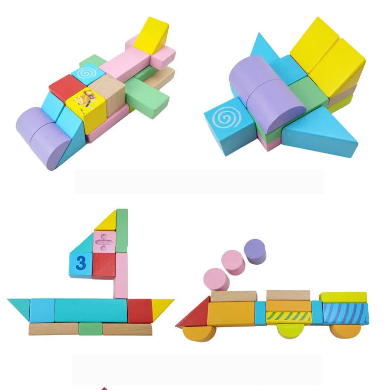100 шт Детские сборные головоломки деревянные блоки образование прозрение