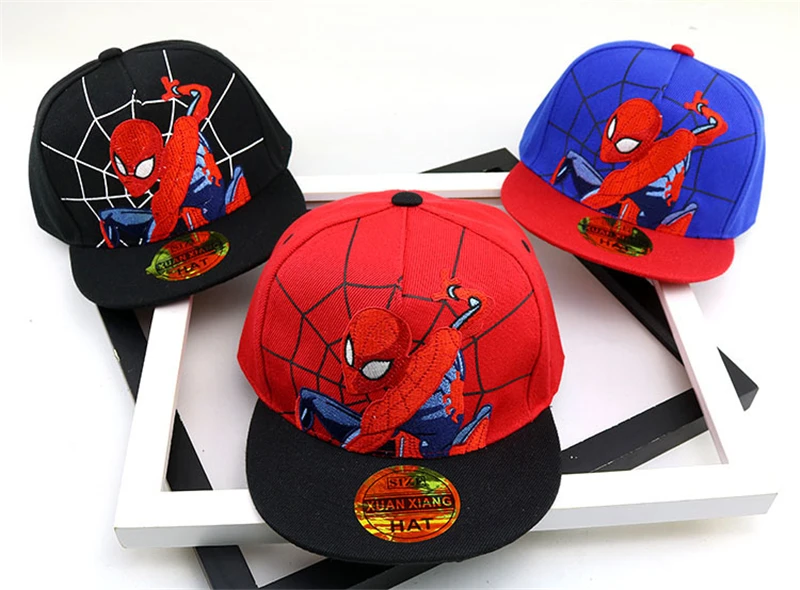 39 цветов, шапки для маленьких мальчиков и девочек, SPIDER-MAN хлопковая детская бейсбольная кепка с вышитыми героями мультфильмов, Кепка в стиле хип-хоп для мальчиков и девочек, бейсболка