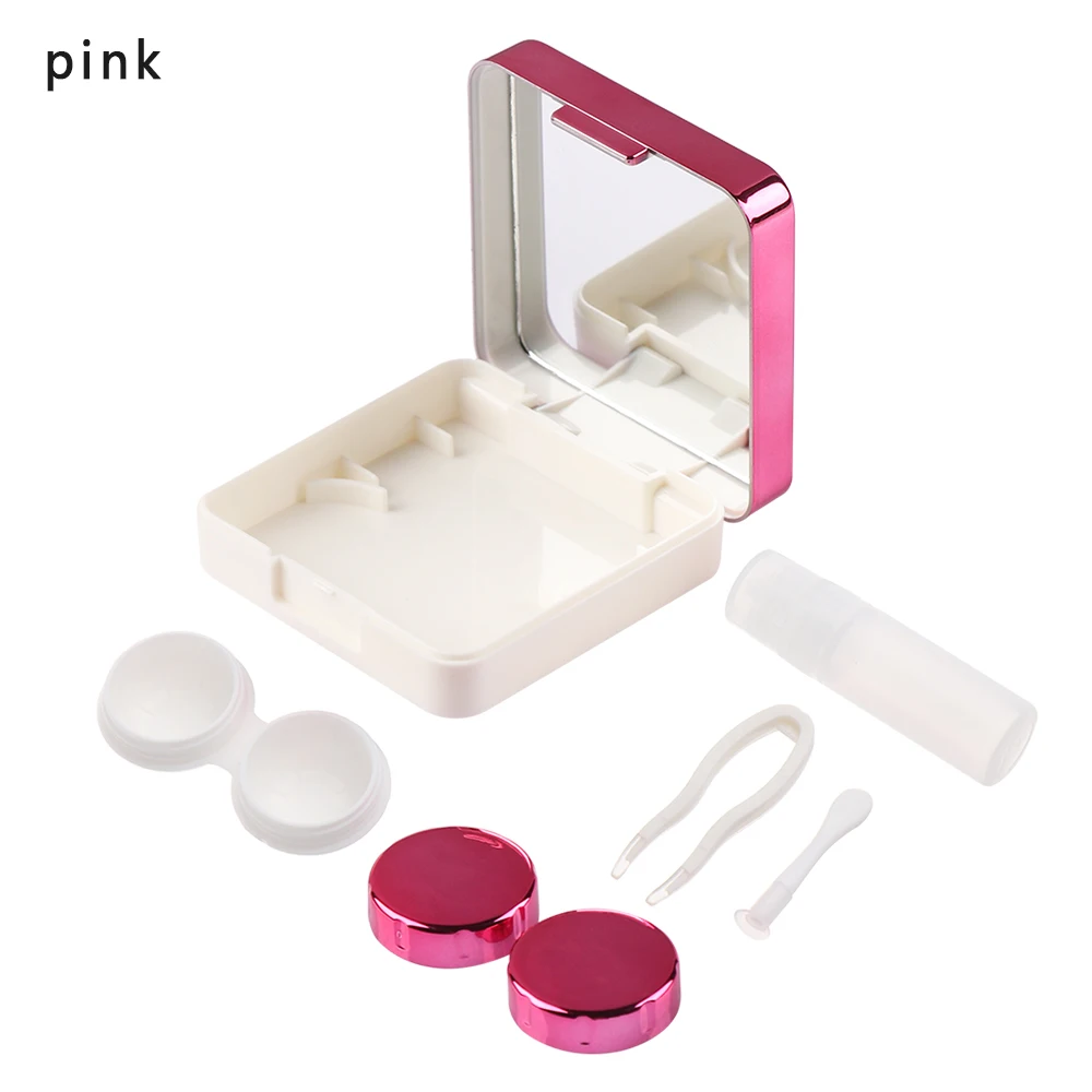 pink 1 шт. унисекс ABS пластиковый корпус контактных линз Модный милый светоотражающий дорожный объектив коробка Мини Портативный Уход за глазами набор держателя подарок - Цвет: pink