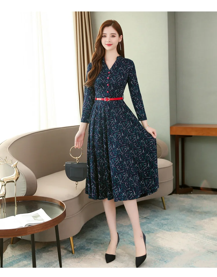 Винтажное Хлопковое платье-миди Boho с принтом; сезон осень-зима; 3XL; большие размеры; платье с длинными рукавами; элегантные женские облегающие вечерние платья