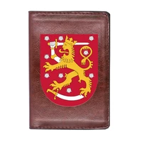 high quality leather the republic of finland printing travel passport cover id credit card case