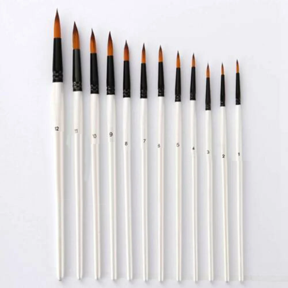 

12 Pcs Artist Brush Set Painting Brushes Assorted Artist Kids Paint Hobby Craft Art H-best