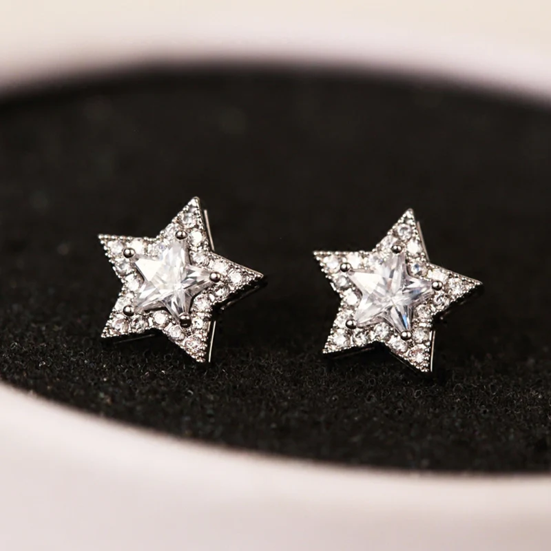 Новое поступление серьги гвоздики со звездой и кристаллами для женщин девушек