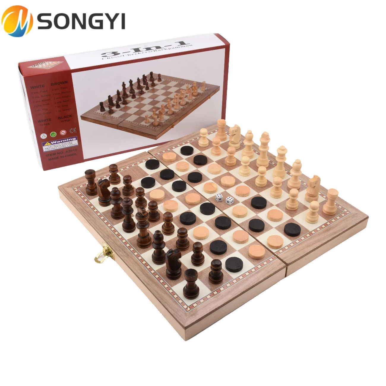 

SONGYI 2021 Magnetic Folding Wooden Three-in-one Chess Set Chess Solid Wood Chessboard Three-dimensional Oak Chess Chess Y101