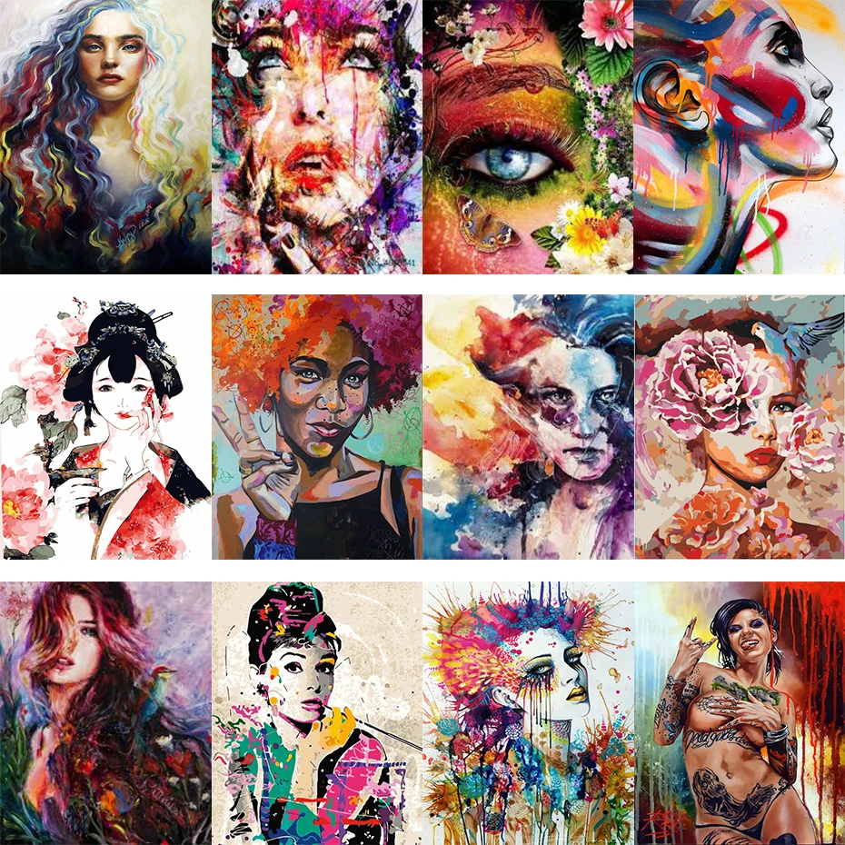 AMTMBS рамка DIY картина по номерам Женская Современная Настенная Акриловая ручная