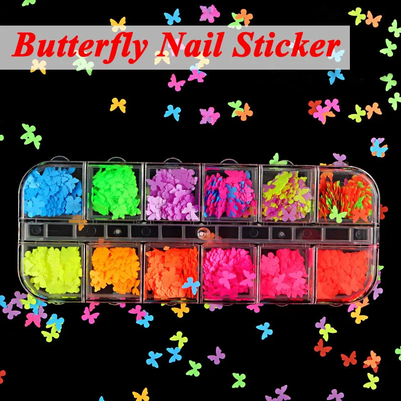 

Beauty Fluorescence Butterfly Epoxy Resin Filler Nail Decor Neon Nail Sequins Colorful Flakes