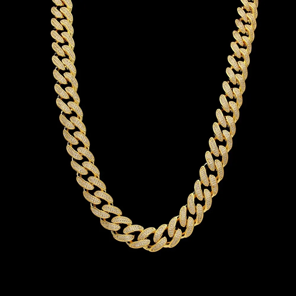 TBTK проложили полный сверкающий циркон золото цепочки и ожерелья Jewelry Costumen для человека Золотой тяжелый подвески, ожерелья цепи панк колье хип хоп