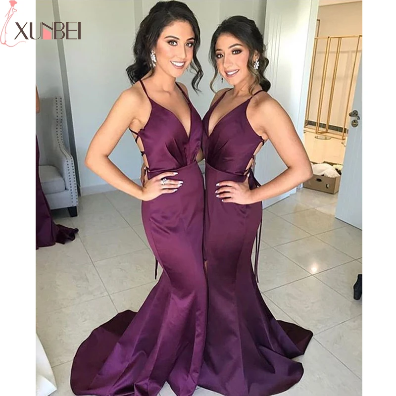 Длинное платье для подружки невесты с v образным вырезом сексуальное на