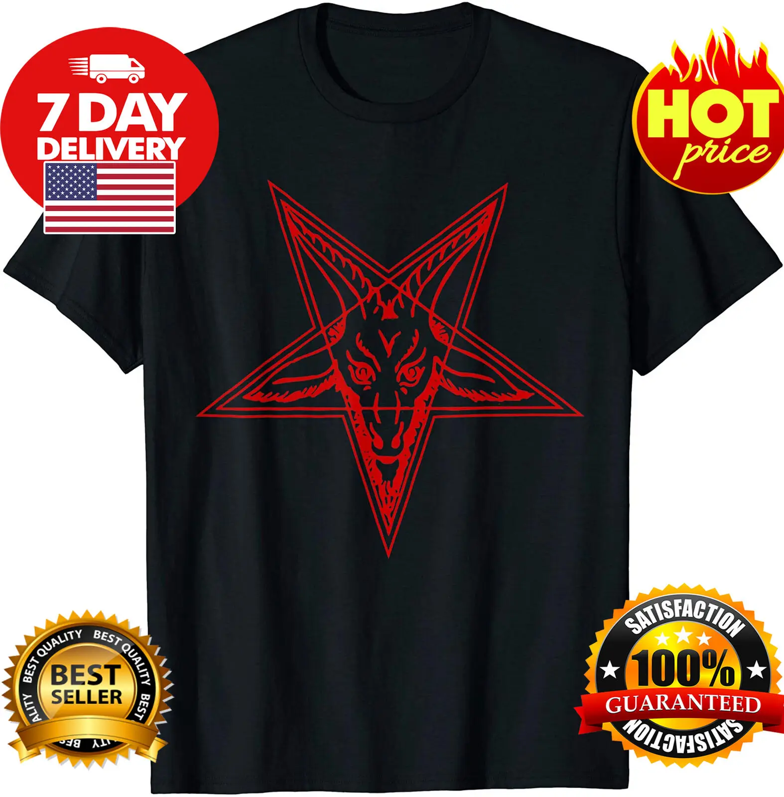 С изображением Сатанинского козла голова Бафомет Pentagram скрытую рубашка комплект