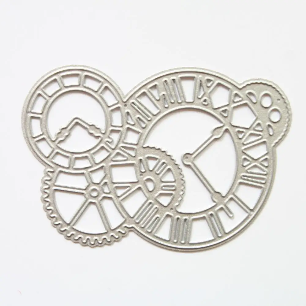 Часы время оси металла прорезной трафарет для окраски DIY Скрапбукинг бумажные