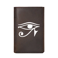 personality wedjat eye design genuine leather wallet for men business card holders male purses short money bags