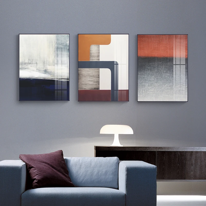 Современные скандинавские Абстрактные цветные блочные картины на холсте