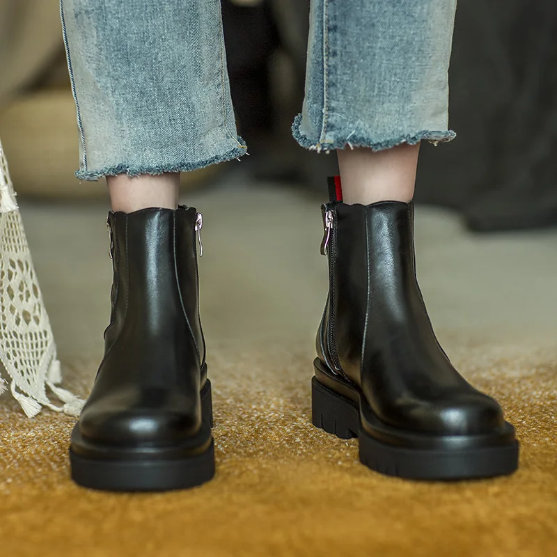 Женские ботильоны из натуральной коровьей кожи Mordoan на толстой подошве в