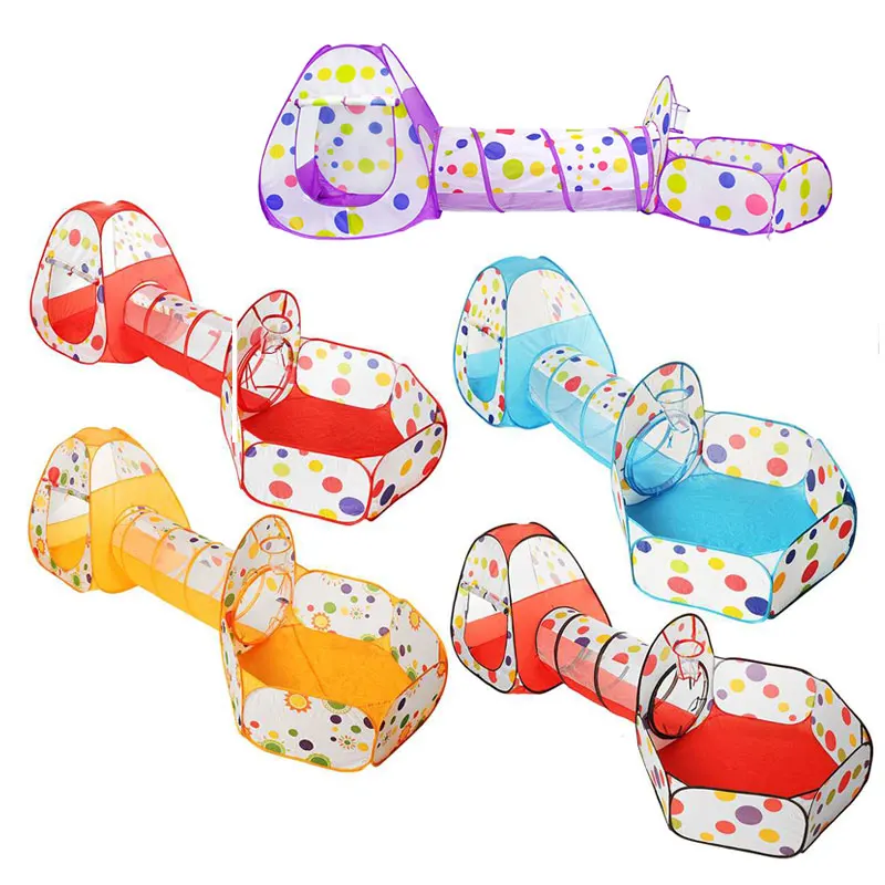 

Children Portable Tent Toys Polka Dot Crawling Tunnel Baby Play House Indoor Foldable Playpen Ocean Ball Pool For 1-3years Kids