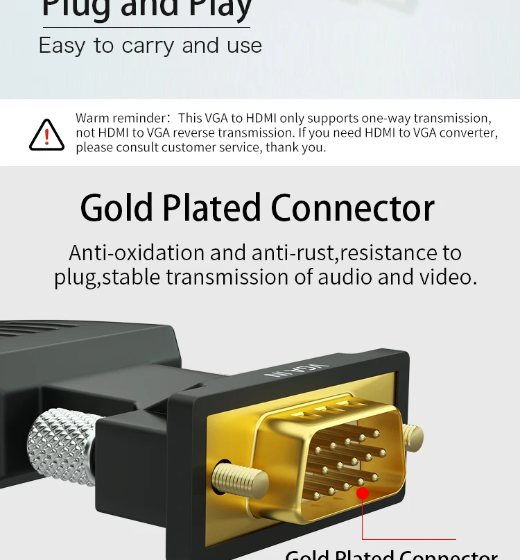 GCX преобразователь из VGA в HDMI аудио видео синхронизация 1080P 60Hz VGA2HDMI для ПК монитор проектор VGA штекер HDMI Женский адаптер