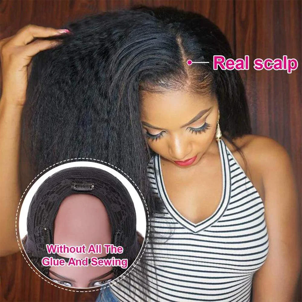 Murah Keriting Lurus U Bagian Wig Rambut Manusia Brasil Remy 250 Ketebalan Wig Tanpa Lem 8-22