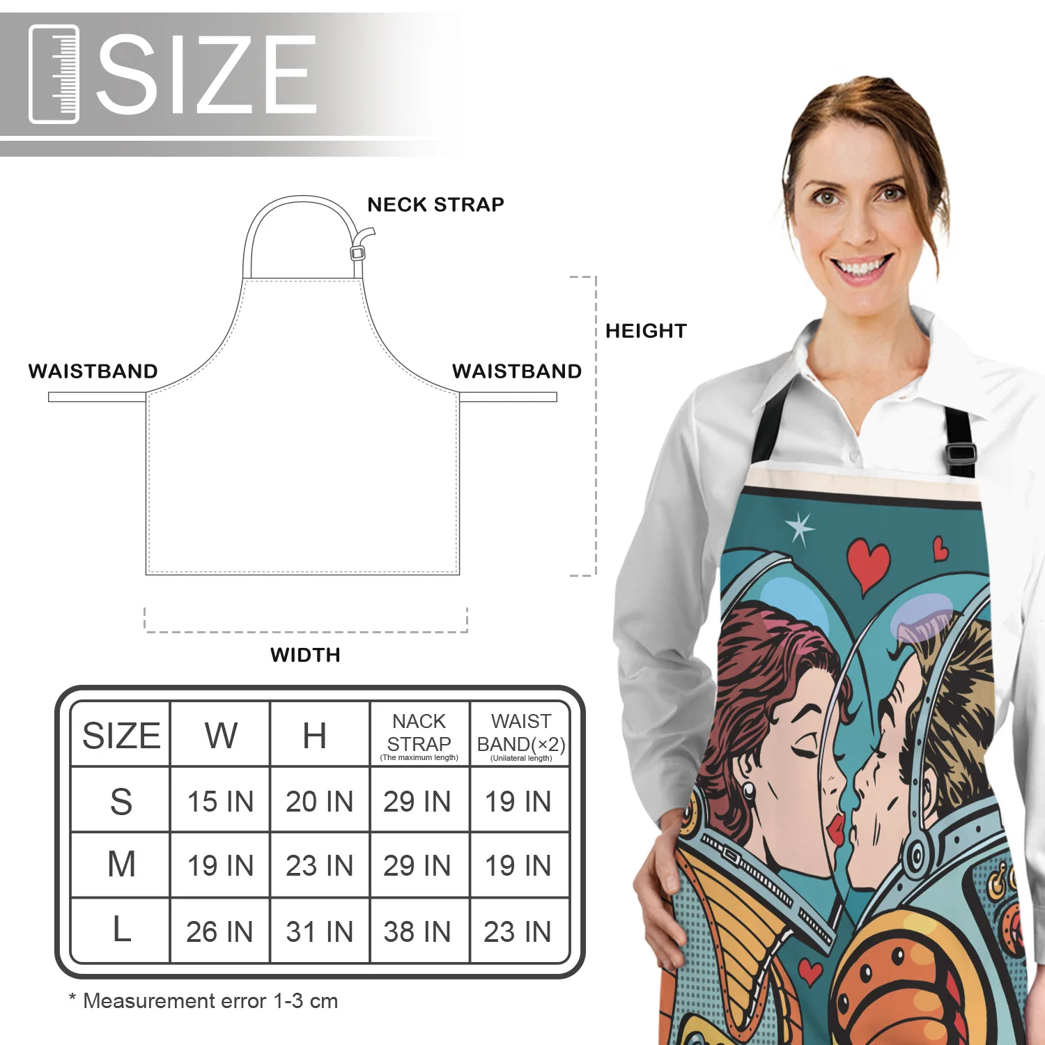 Астронавт целующаяся парочка Кухонный Фартук с узором Для женщин Взрослый