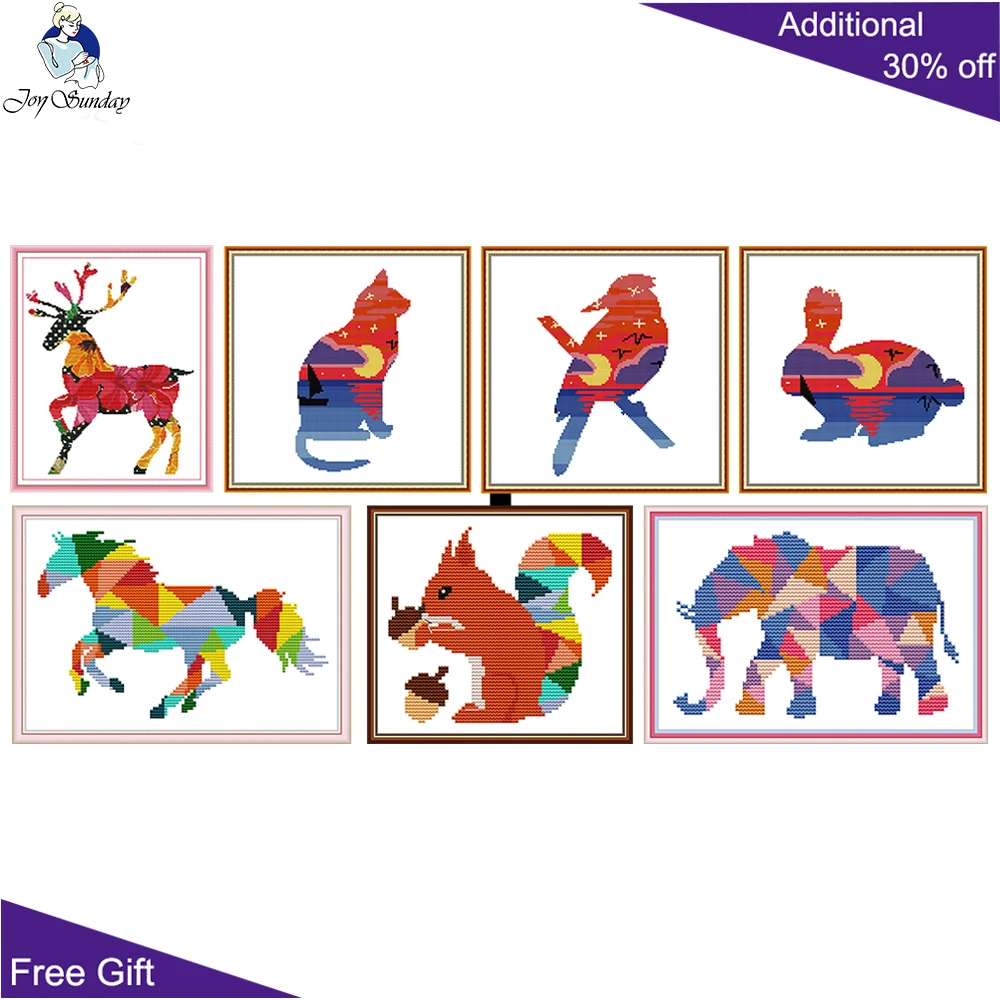 

Наборы для вышивки крестом цветной олень Радуга лошадь белка кошка птица кролик Танграм штамп для вышивки крестом цветной Набор для вышивк...