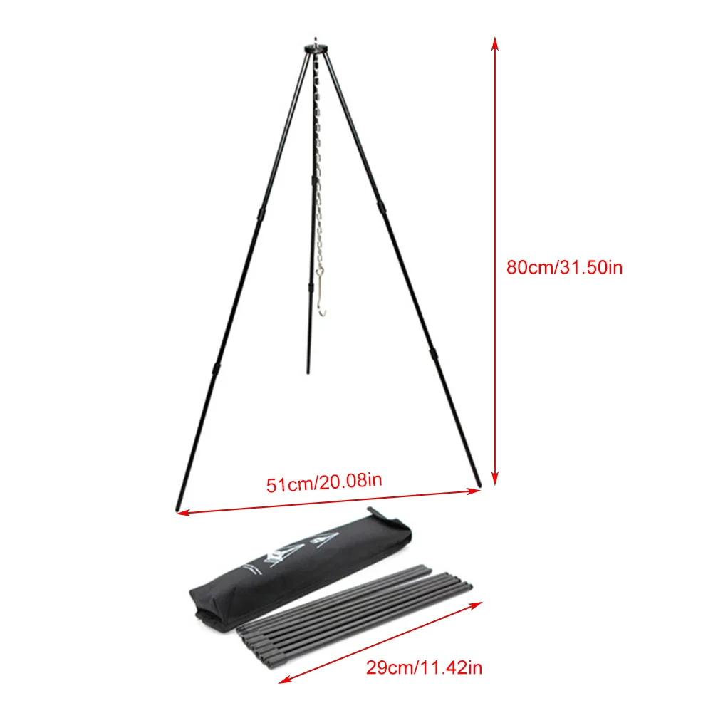 

Barbecue Furnace Tripod Outdoor Camping Bonfire Rack Camp Picnic Cooker Pot Tool