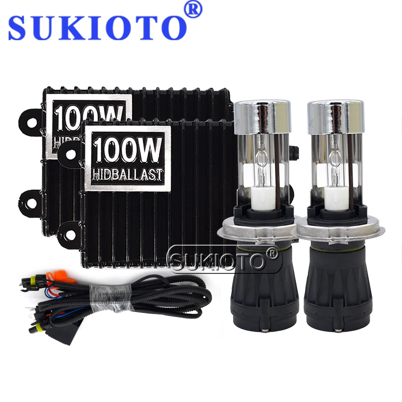 SUKIOTO Высокая мощность 12 в 100 Вт H4 HiLo HID комплект ксеноновой лампы тонкий цифровой