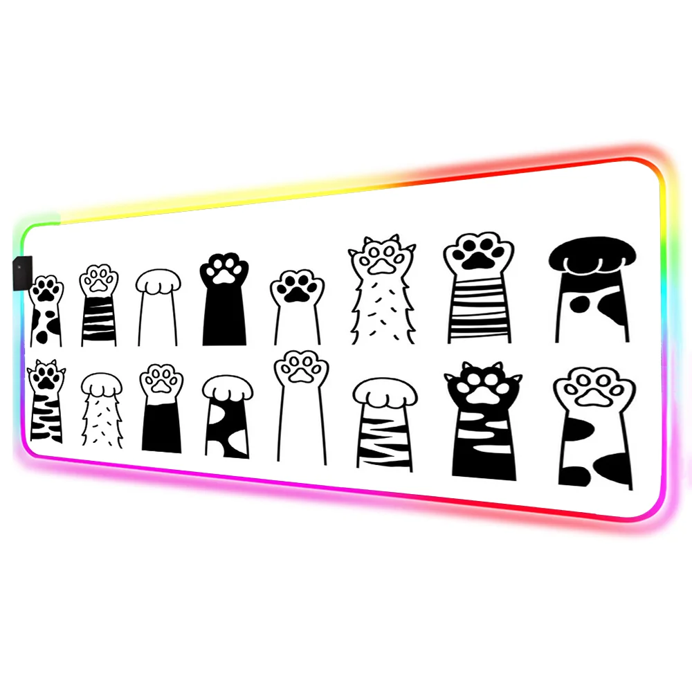 

XGZ Cat Claw Large Gaming Mouse Pad RGB Player Lock Edge Keyboard Mouse Pad LED Gaming Table Mousepad Direct Delivery Desk Mat