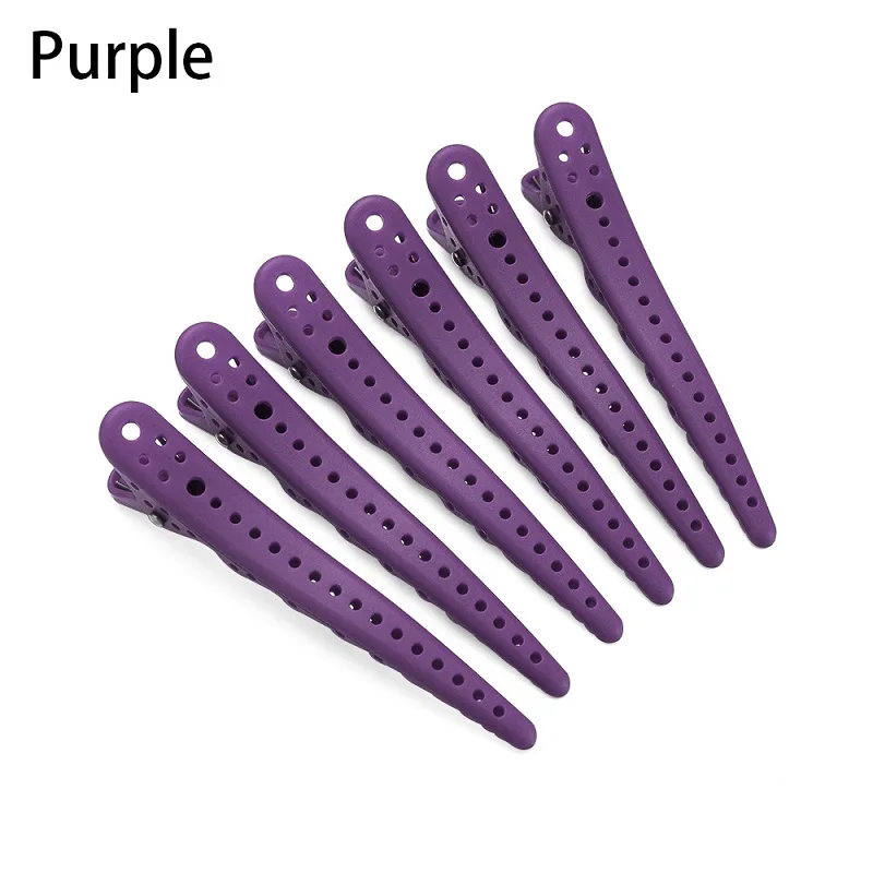 Purple 6 шт./компл. 6 цветов Аллигатор зажим для волос, парикмахерские ножницы для женщин и девушек, заменитель мужчины Секционирование зажим для парикмахера Pro салон по уходу за волосами Инструменты для укладки волос - Цвет: Purple