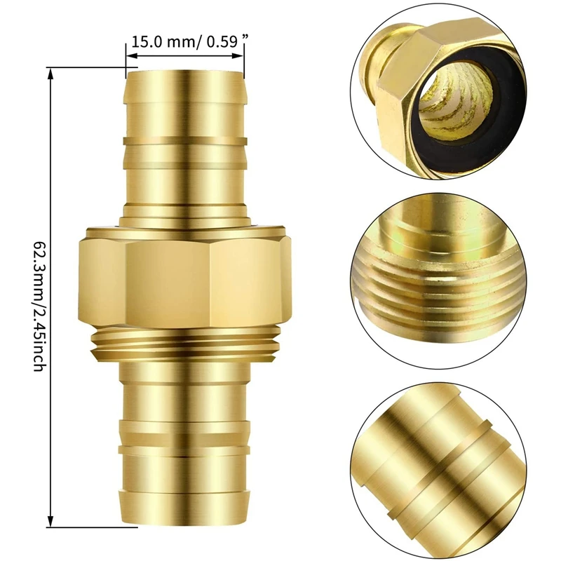 

3 Sets 5/8 Inch Brass Garden Hose Repair Kit Mender End Water Hose End Mender Female and Male Hose Connector