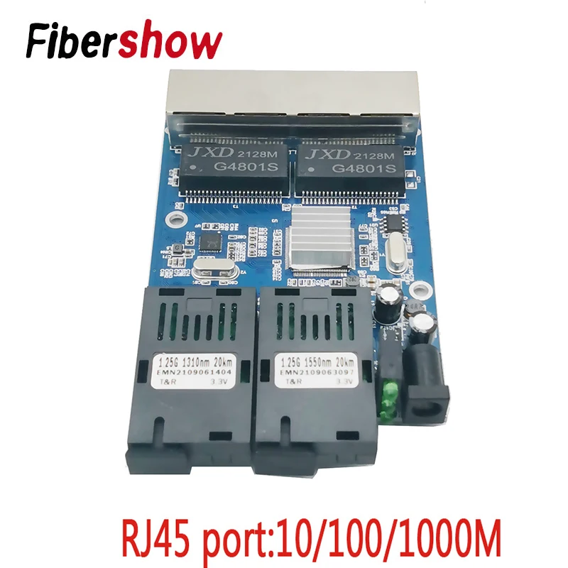 Ethernet коммутатор Gigabit волоконно-оптический медиа-конвертер 4 RJ45 2 10/100/1000M UTP 2F 4E порт