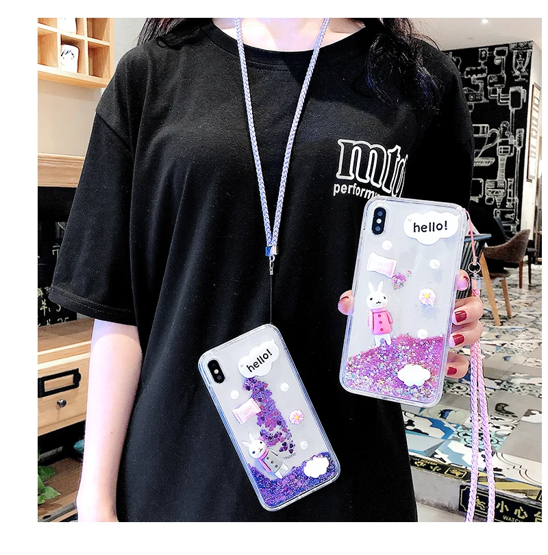 Женские чехлы для телефонов huawei honor 9i lite 6X 7X 8xmax с сыпучим песком ремешком 20pro/v20/10