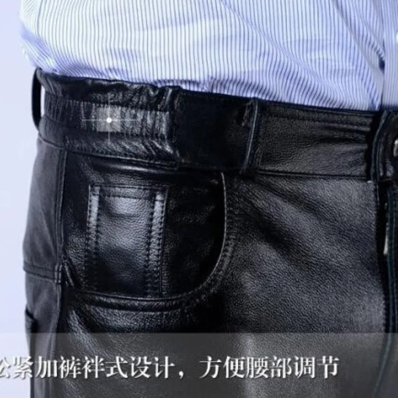Горячая 2021 мужские новые оригинальные кожаные штаны ветрозащитный теплый
