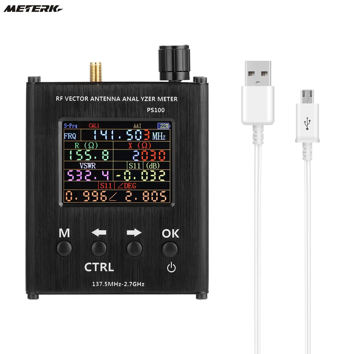 

METERK N1201SA антенный анализатор стоячий волновой измеритель 137,5 MHz-2,7 GHz антенный тестер RF Векторный анализатор сопротивления