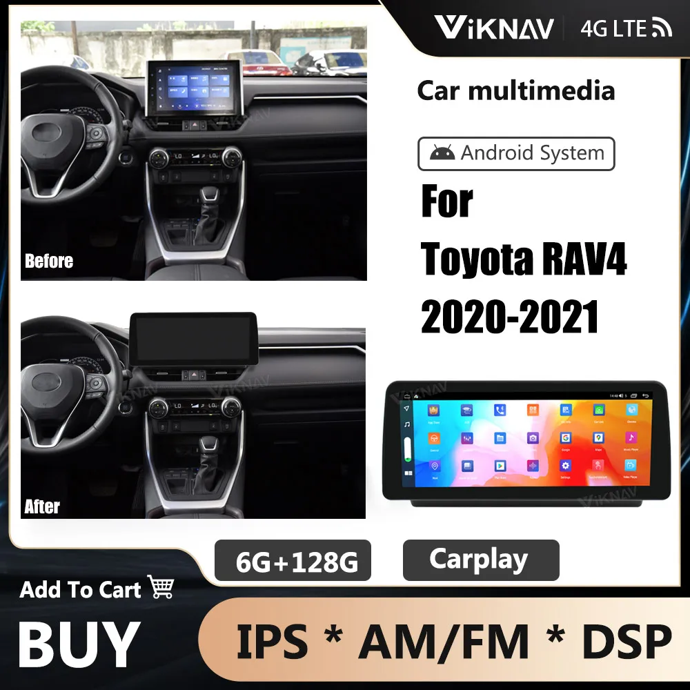 

Автомобильный радиоприемник 12,3 дюйма для Toyota RAV4 2020-2021 Android10.0, аудио, мультимедийный плеер, GPS-навигация, автомагнитола 2DIN