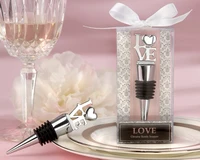 free shipping 50pcslot factory directly sale wine wedding favors love chrome bottle stopper wine bottle stopper wine stopper