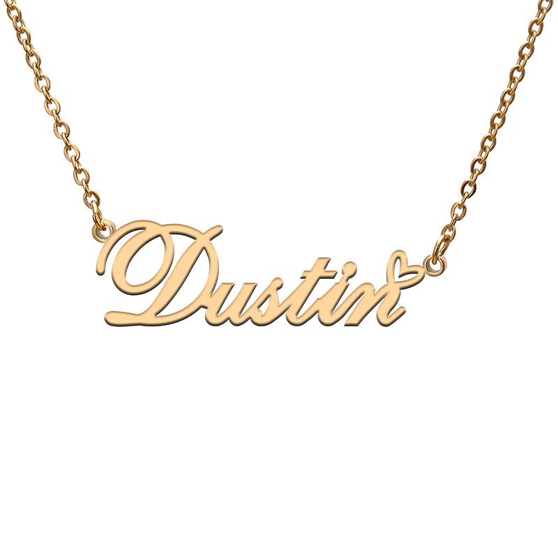 

God with Love Heart Personalized Character Necklace with Name Dustin for Best Friend Jewelry Gift