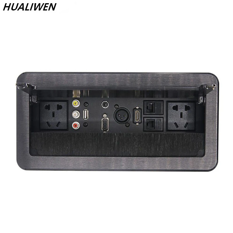 Настольная розетка L0215 Встроенная крышка из алюминиевого сплава с щеткой можно