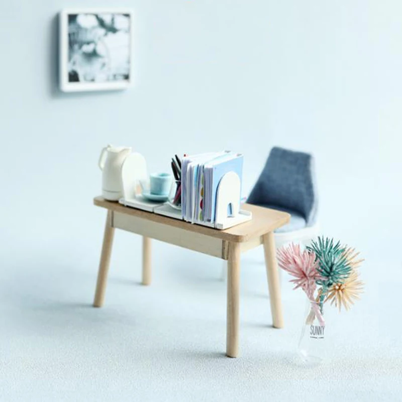 Коллекция 1/12 года миниатюрный скандинавский стол для кукольного домика