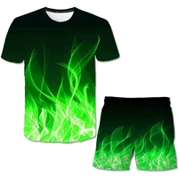 3d the flame whirlpool polyester boys clothes sets kids summer hot sale t shirtshort pants suits clothing kids 4 7 9 11 14years