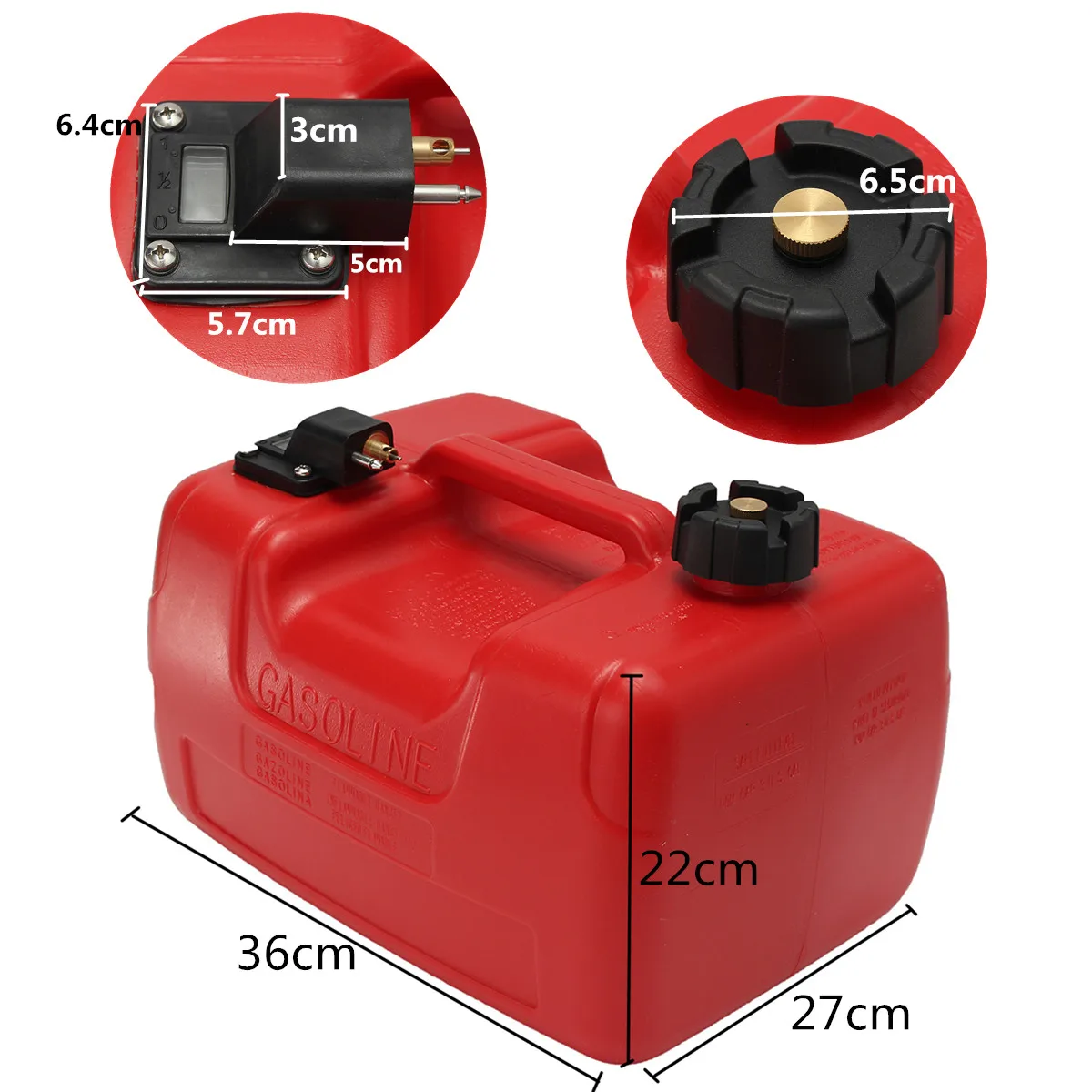 

12L Portable Boat Yacht Engine Marine Outboard Fuel Tank Oil Box With Connector Red Plastic Anti-static Corrosion-resistant