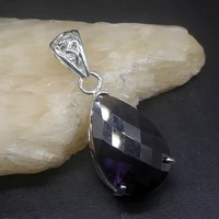 gemstonefactory jewelry big promotion 925 silver solitaire teardrop purple amethyst women ladies gifts necklace pendant 0983