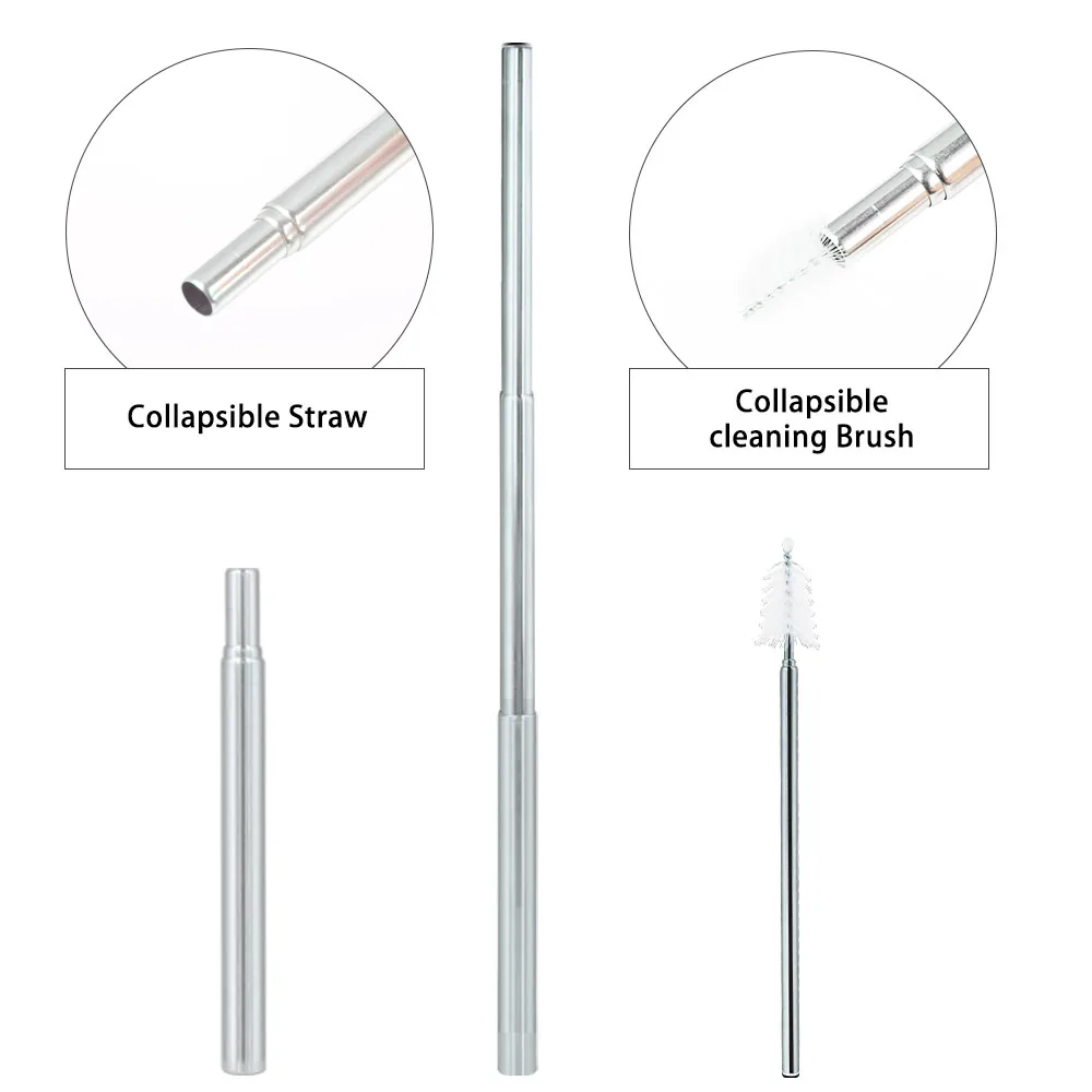 Многоразовая Выдвижная соломинка из нержавеющей стали металлическая