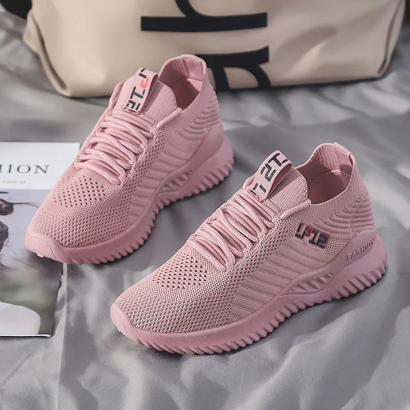 

Spring and summer women's sports shoes breathable fly weave shoes versatile women's sneakers