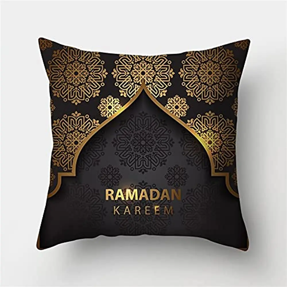 

Черная Золотая декоративная наволочка с рисунком Рамадан, персиковая кожа, чехол для подушки, декоративная наволочка