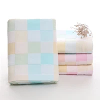 pure cotton double layer fabric plaid soft absorbent universal bath towel gauze breathable absorbent