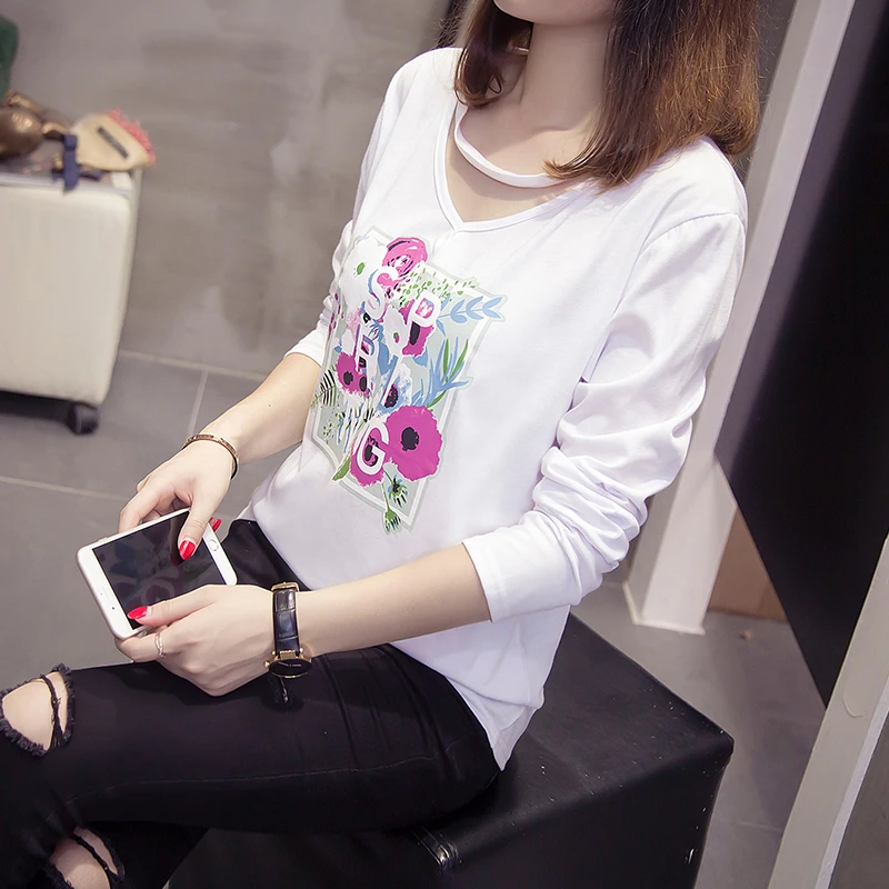 Long Sleeve Top Women 2021 Summer Printed Oversized T-Shirt Female Harajuku Loose Casual Fashion Clothes Ropa Mujer